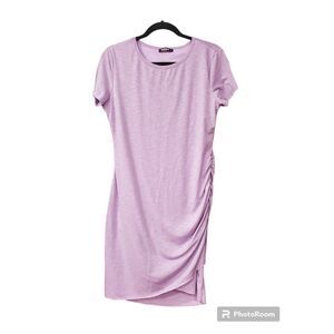 BTFBM Dress Ruched Side Crossover Hem Sleeveless Bodycon M Purple